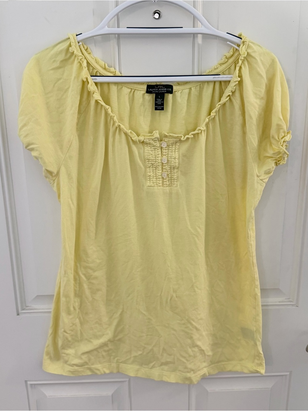 Lauren Ralph Lauren Blouse L | Yellow Cotton Y2K